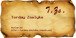 Torday Zselyke névjegykártya
